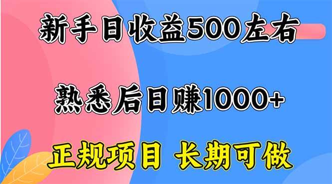 （16132期）新手日收益500+ 正规项目 长期可做_抖汇吧