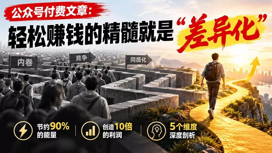 （20779期）公众号付费文章：轻松赚钱的精髓就是“差异化”