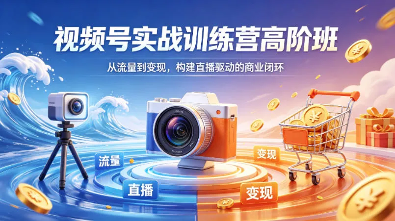 视频号实战训练营高阶班，从流量到变现，构建直播驱动的商业闭环(26年4月)_抖汇吧