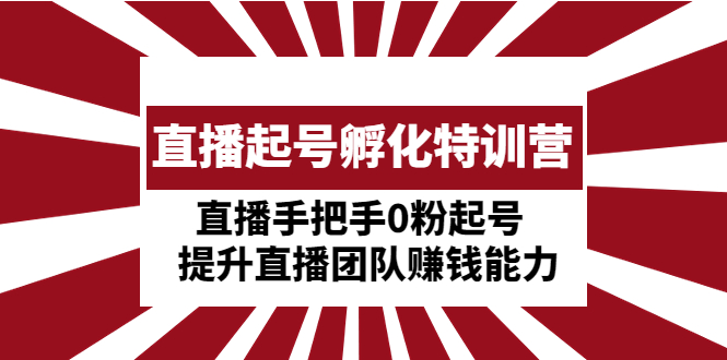 直播起号孵化特训营：直播手把手0粉起号 提升直播团队赚钱能力_抖汇吧