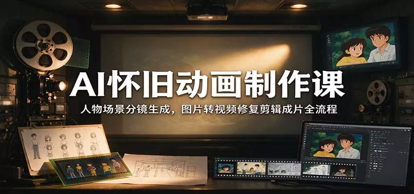 AI怀旧动画制作课：人物场景分镜生成，图片转视频修复剪辑成片全流程_抖汇吧