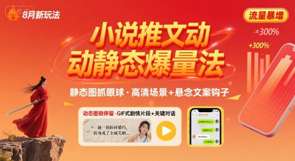 8月小说推文全新玩法，动静态图片+搭配小说文案爆量玩法_抖汇吧