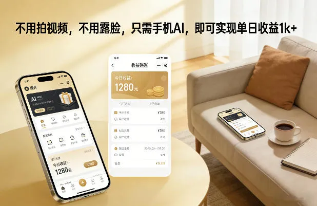 不用拍视频,不用露脸,只需手机AI,即可实现单日收益1k+【揭秘】_抖汇吧