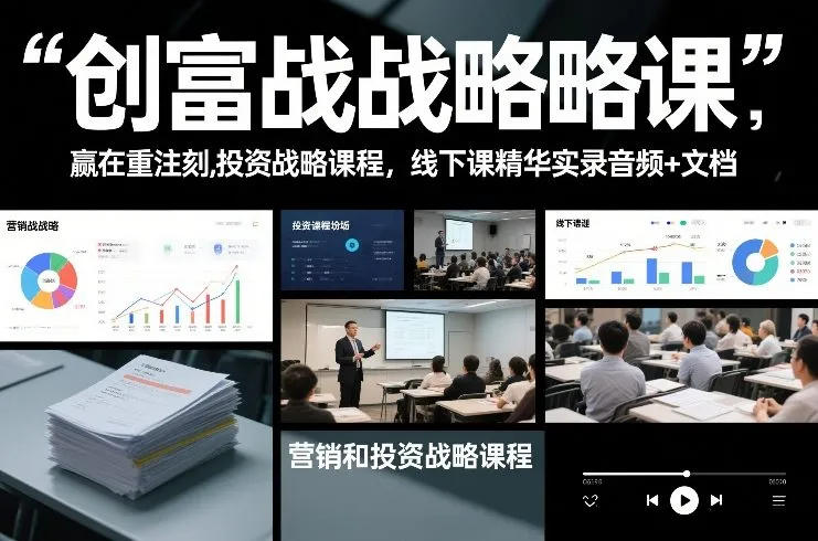 创富战略课，赢在重注时刻，营销和投资战略课程，线下课精华实录音频+文档_抖汇吧