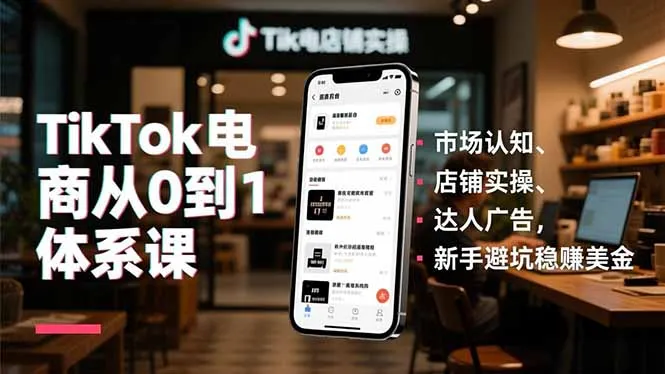 TikTok电商从0到1体系课，市场认知、店铺实操、达人广告，新手避坑稳赚美金_抖汇吧
