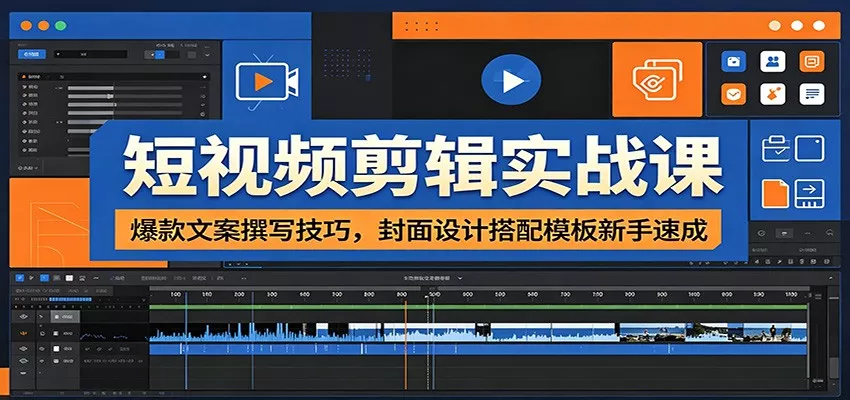 短视频剪辑实战课：爆款文案撰写技巧，封面设计搭配模板新手速成_抖汇吧
