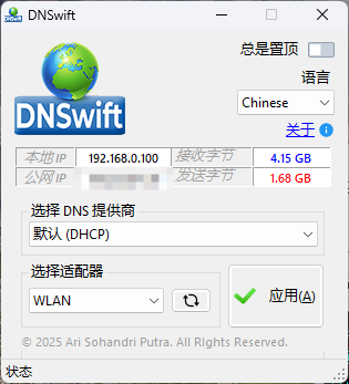 DNS切换工具DNSwift v1.1中文版_抖汇吧