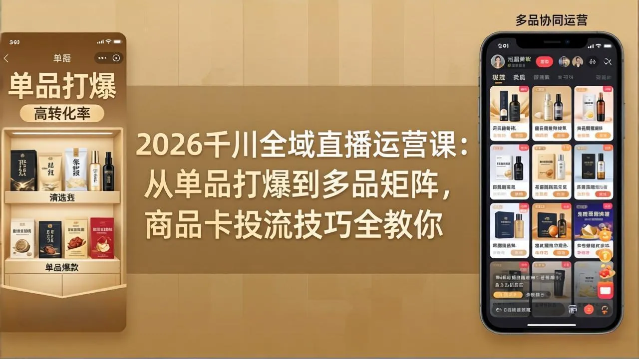 2026千川全域直播运营课：从单品打爆到多品矩阵，商品卡投流技巧全教你_抖汇吧