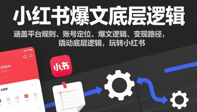 小红书爆文底层逻辑，涵盖平台规则、账号定位、爆文逻辑、变现路径，撬动底层逻辑，玩转小红书_抖汇吧