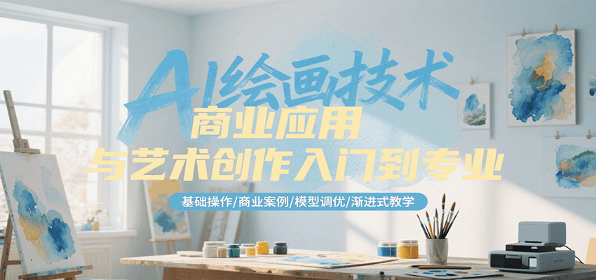 AI绘画技术商业应用与艺术创作入门到专业，基础操作/商业案例/模型调优/渐进式教学_抖汇吧