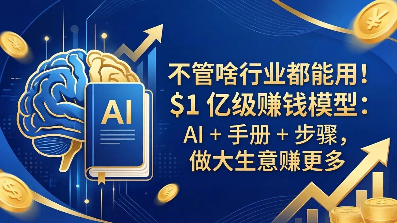 不管啥行业都能用！$1 亿级赚钱模型：AI + 手册 + 步骤，做大生意赚更多_抖汇吧