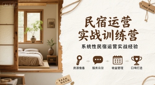 民宿运营实战训练营，系统性民宿运营实战经验_抖汇吧
