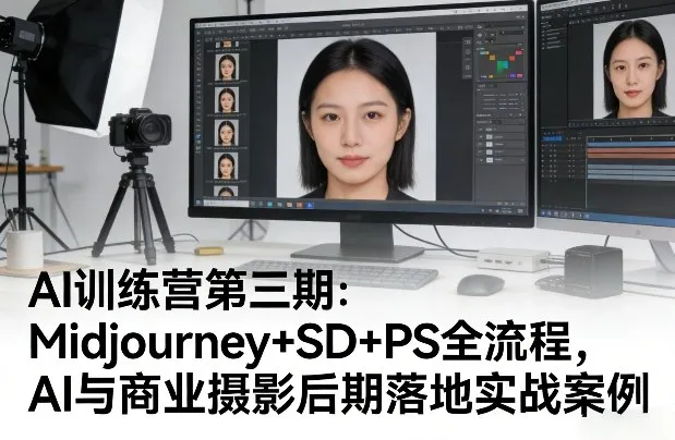 AI训练营第三期：Midjourney+SD+PS全流程，AI与商业摄影后期落地实战案例_抖汇吧