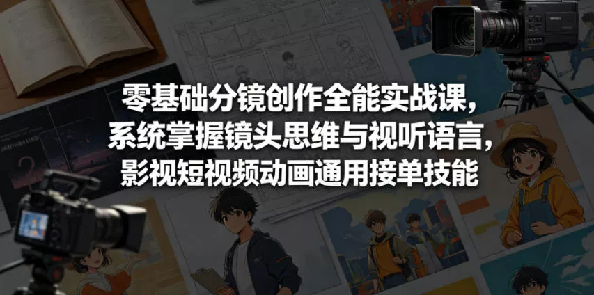 零基础分镜创作全能实战课，系统掌握镜头思维与视听语言，影视短视频动画通用接单技能_抖汇吧