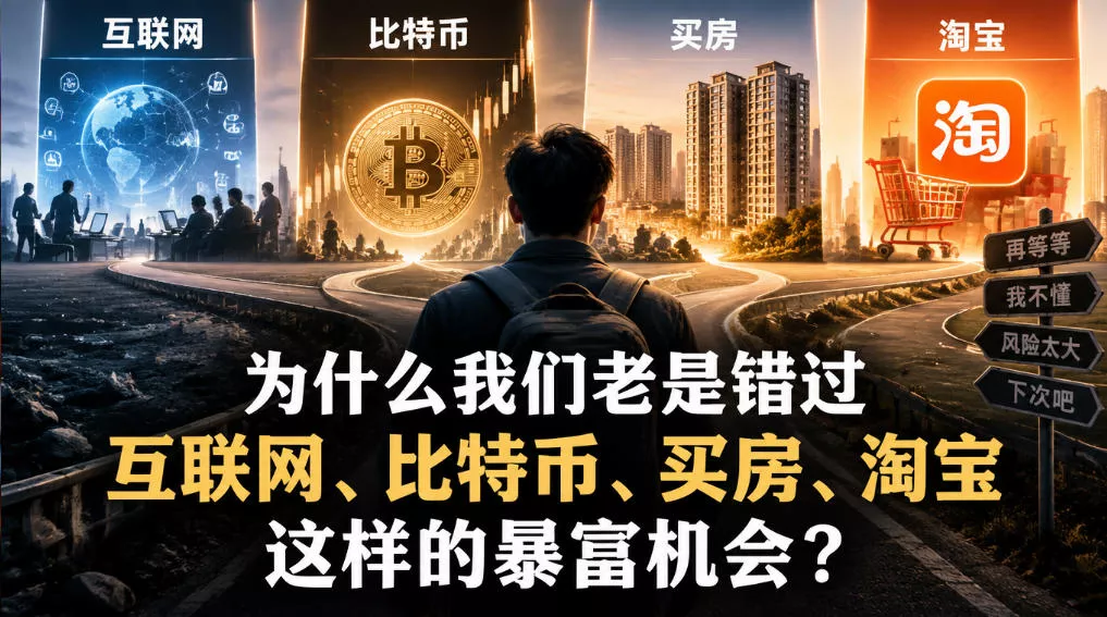 某社群付费文章：为什么我们老是错过互联网、比特币、买房、淘宝这样的暴富机会？_抖汇吧