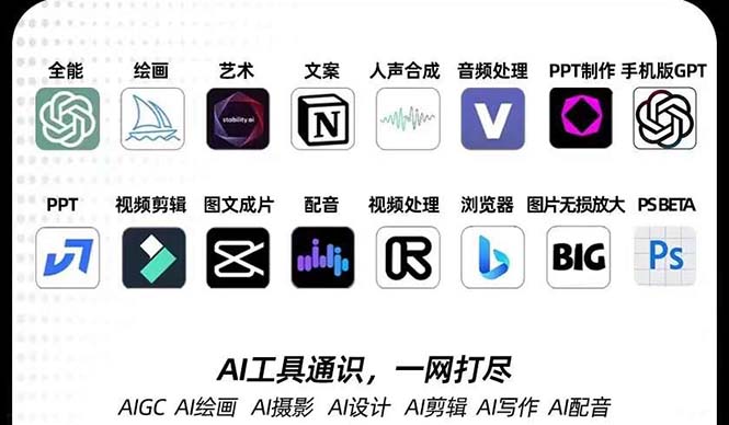 AIGC-全能特训营第3期：一次掌握14大主流AI工具，A1工具通识，一网打尽_抖汇吧