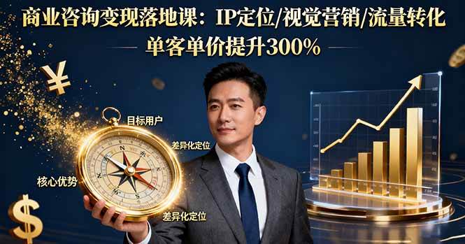 （16249期）商业咨询变现落地课：IP定位/视觉营销/流量转化，单客单价提升300%_抖汇吧