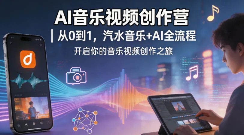 AI音乐视频创作营｜从0到1，汽水音乐+AI全流程，开启你的音乐视频创作之旅_抖汇吧