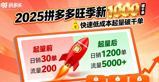 2025拼多多旺季新老店铺——快速低成本起量破千单_抖汇吧