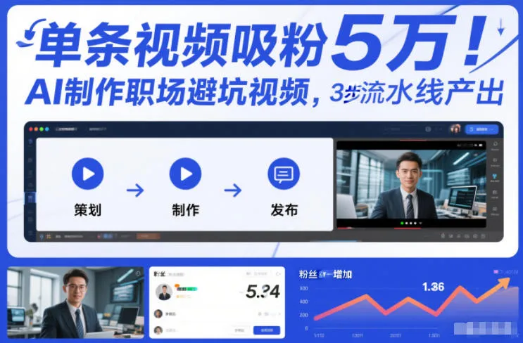 单条视频吸粉5W！AI制作职场避坑视频，3步流水线产出_抖汇吧