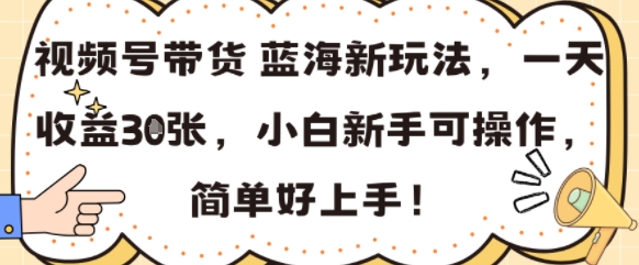 视频号带货蓝海新玩法，一天收益3张，小白新手可操作，简单好上手!_抖汇吧