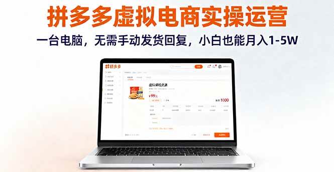 （16138期）拼多多虚拟电商实操运营，一台电脑，无需手动发货回复，小白也能月入1-5W_抖汇吧
