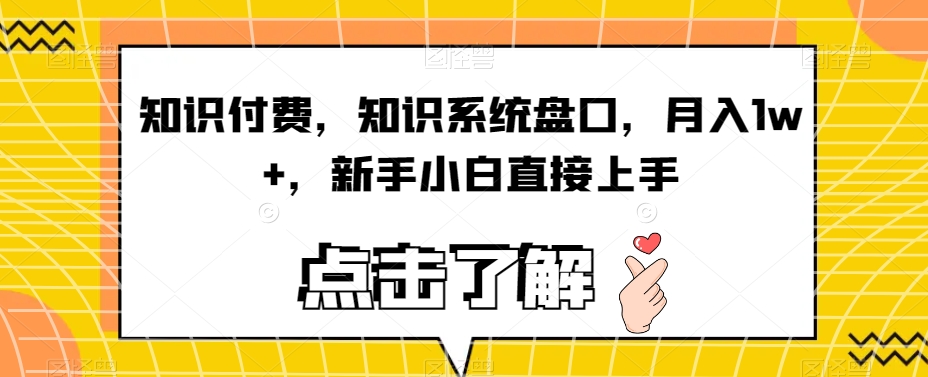 知识付费，知识系统项目——月入1W+，新手小白直接上手操作_抖汇吧