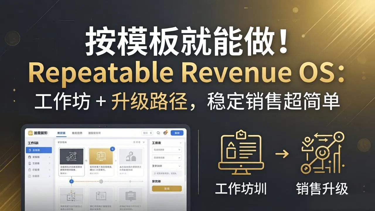 按模板就能做！Repeatable Revenue OS：工作坊 + 升级路径，稳定销售超简单_抖汇吧