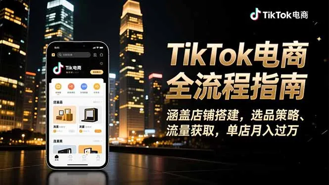 TikTok电商全流程指南，涵盖店铺搭建、选品策略、流量获取，单店月入过万_抖汇吧