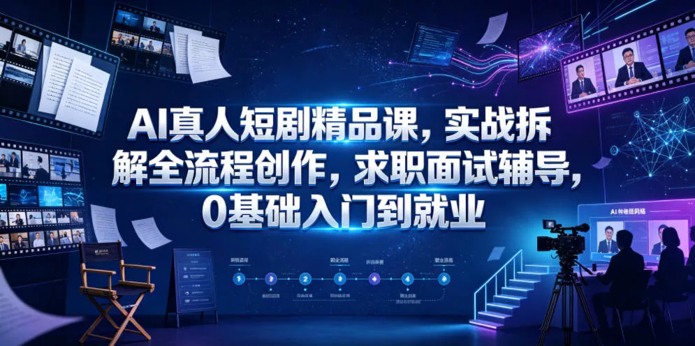 AI真人短剧精品课，实战拆解全流程创作，求职面试辅导，0基础入门到就业_抖汇吧