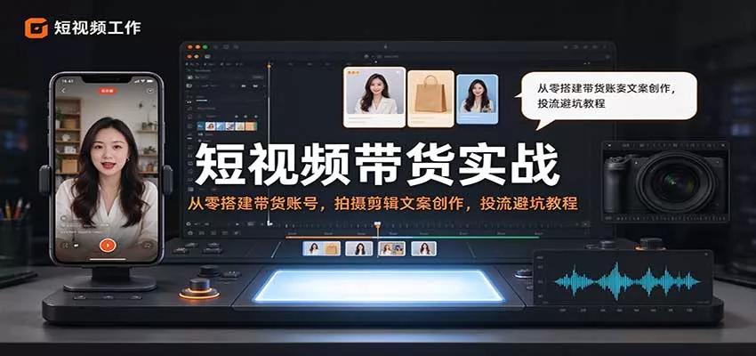 短视频带货实战：从零搭建带货账号，拍摄剪辑文案创作，投流避坑教程_抖汇吧