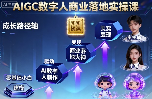 AIGC数字人商业落地实操课，从零基础小白到AI数字人大神_抖汇吧