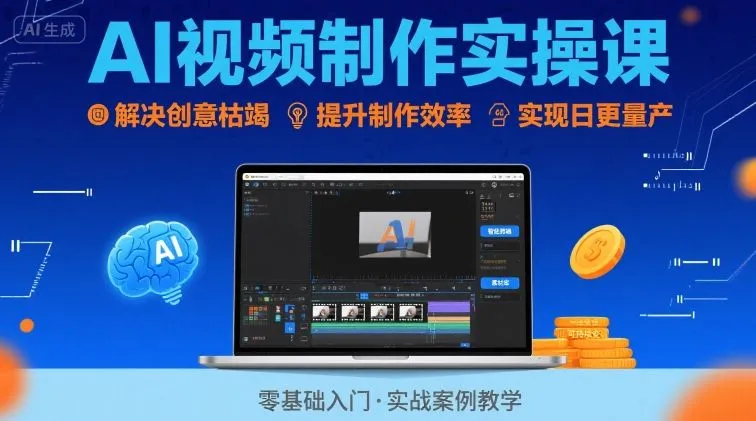Ai视频制作实操课，解决创意枯竭、效率低下痛点，实现日更量产可持续变现(更新26年3月)_抖汇吧