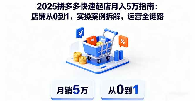 （16199期）2025拼多多快速起店月入5万指南：店铺从0到1，实操案例拆解，运营全链路_抖汇吧