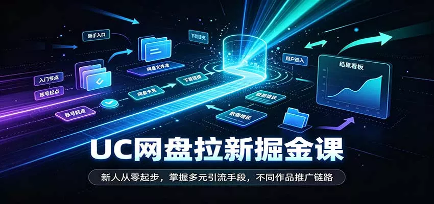 UC网盘拉新掘金课：新人从零起步，掌握多元引流手段，不同作品推广链路_抖汇吧