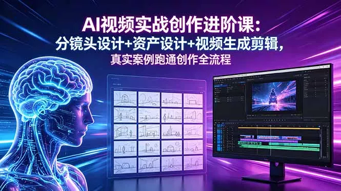 AI视频实战创作进阶课：分镜头设计+资产设计+视频生成剪辑，真实案例跑通创作全流程_抖汇吧