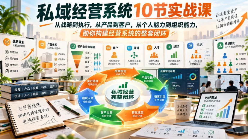 私域经营系统10节实战课，从战略到执行，从产品到客户，从个人能力到组织能力，助你构建经营系统的整套闭环（完整）_抖汇吧