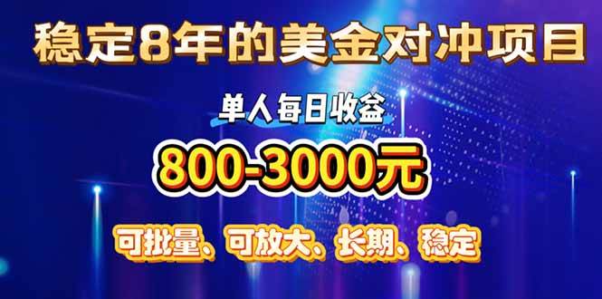 （15782期）稳定8年的美金对冲创业项目，单人每日收益800-3000，小众暴力项目_抖汇吧