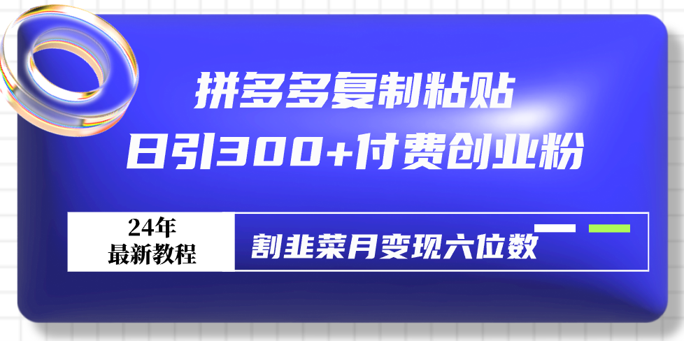 最新拼多多复制粘贴，日引300+付费创业粉，割韭菜月变现六位数_抖汇吧