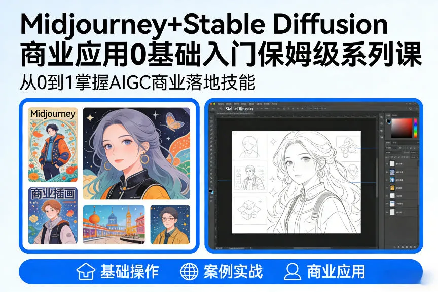 AIGC商业应用Midjourney+Stable Diffusion教程，0基础入门保姆级系列课_抖汇吧