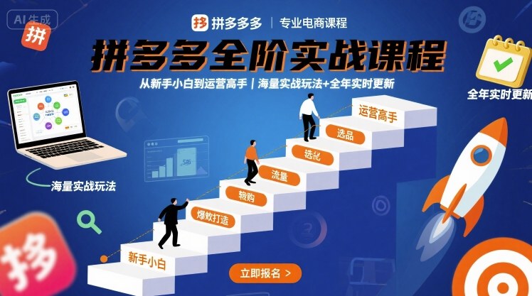 拼多多全阶实战课程,从新手小白到运营高手,海量实战玩法+全年实时更新【2025年10月更新】_抖汇吧