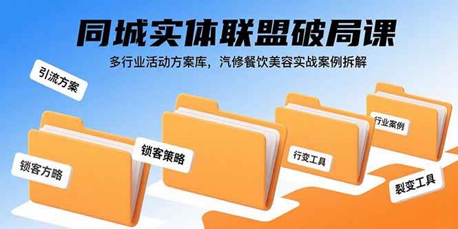 (15833期)同城实体联盟破局课,多行业活动方案库,汽修餐饮美容实战案例拆解_抖汇吧