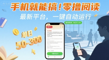 手机就能搞！零撸阅读挂G，最新平台，一键自动运行，随时随地挣，单日50-3张+【揭秘】_抖汇吧