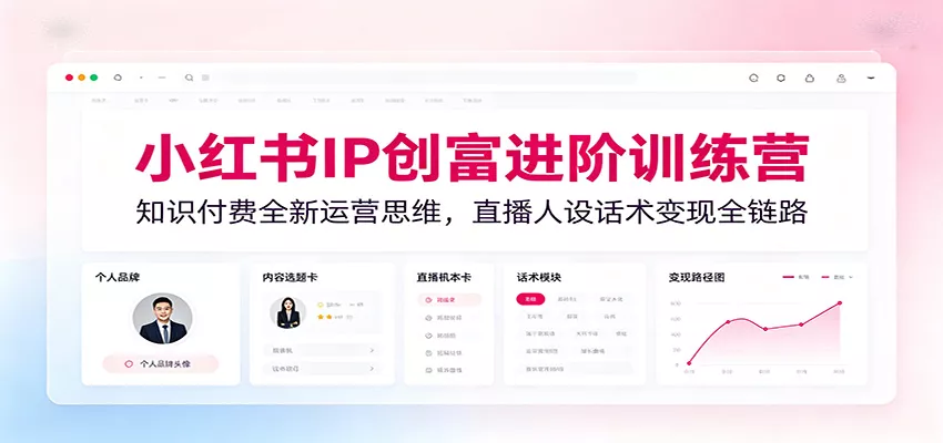 小红书IP创富进阶训练营:知识付费全新运营思维,直播人设话术变现全链路_抖汇吧