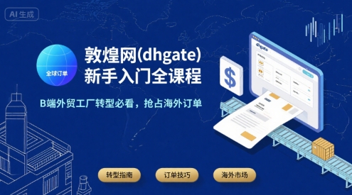 敦煌网(dhgate)新手入门全课程，B端外贸工厂转型必看，抢占海外订单_抖汇吧
