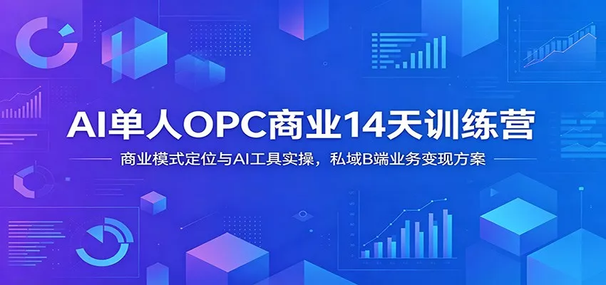 AI单人OPC商业14天训练营：商业模式定位与AI工具实操，私域B端业务变现方案_抖汇吧