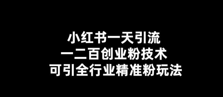 【引流必备】小红书一天引流一二百创业粉技术，可引全行业精准粉玩法_抖汇吧