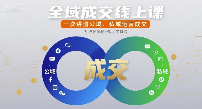 全域成交线上课，一次讲透公域、私域运营成交_抖汇吧