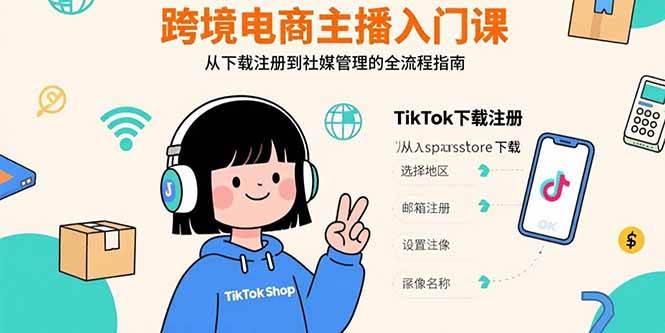 （15708期）跨境电商主播入门课，TikTok下载注册，支付工具配置，社媒账号管理全流程_抖汇吧