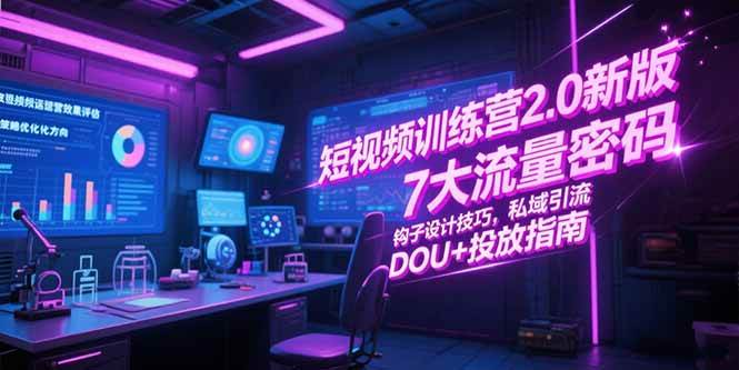 （15255期）短视频训练营2.0新版，7大流量密码/钩子设计技巧/私域引流/DOU+投放指南_抖汇吧